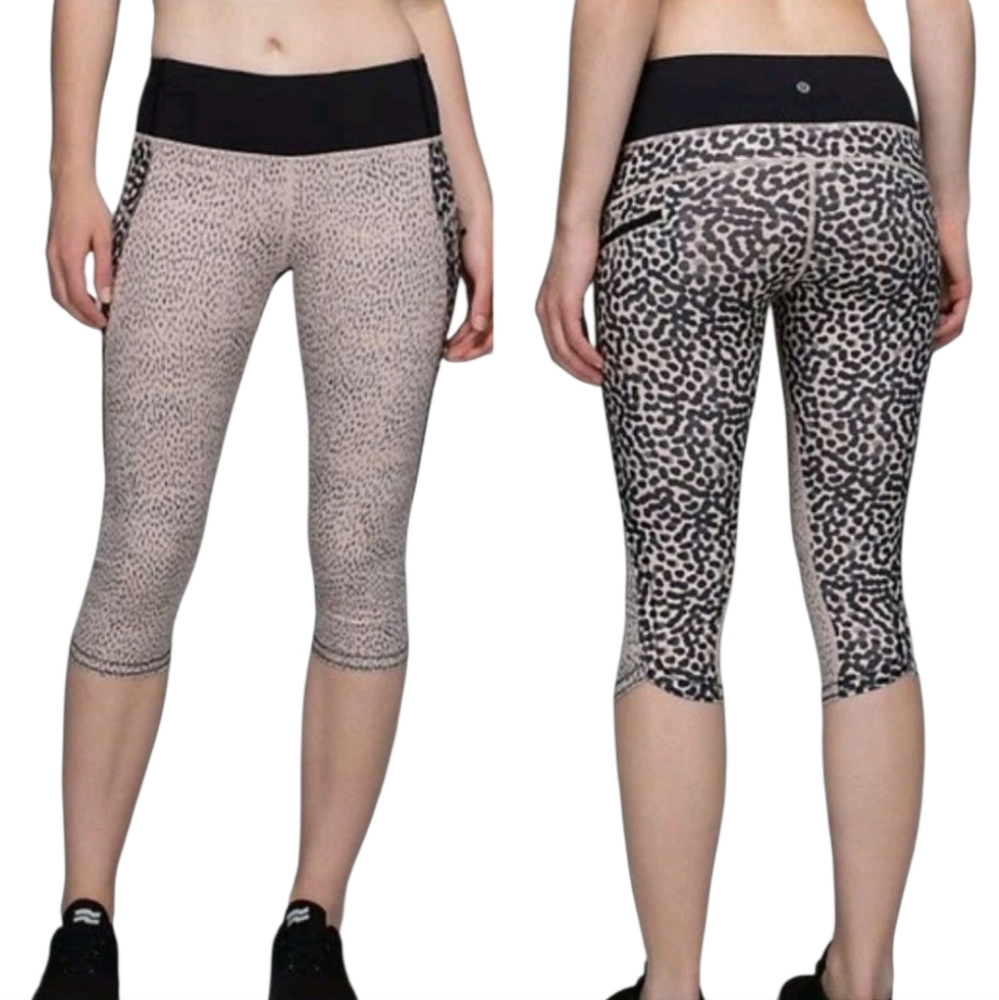 Lululemon Run: Top Speed Crop Ace Spot Dottie Dash Rare Print Size 4